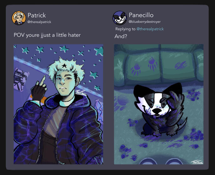 Artfight Attack on Patrick &amp; Panecillo (@Tinto)